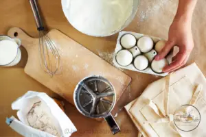 Baking basics explained ingredients on a wooden board
